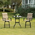 thumbnail image 2 of Yardi Yarda Set of 2 Outdoor Swivel Bar Stools with Armrests, Bar Height Patio Chairs with Steel Frame, Brown, 2 of 11