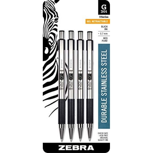 Bolígrafo de Gel Retráctil Zebra Pen G-301 Barril de Acero