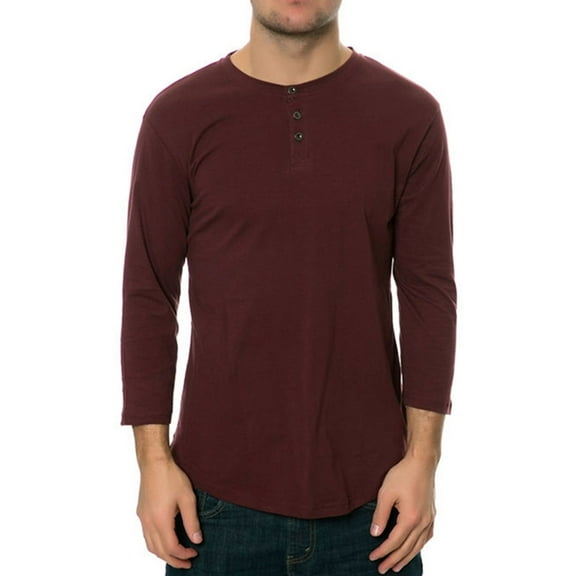 AMBIG Mens The Frantic Henley Shirt, Red, Small