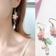 thumbnail image 2 of Pendientes largos con borlas y flores de pétalos de cereza, muy femeninos, 2 of 7