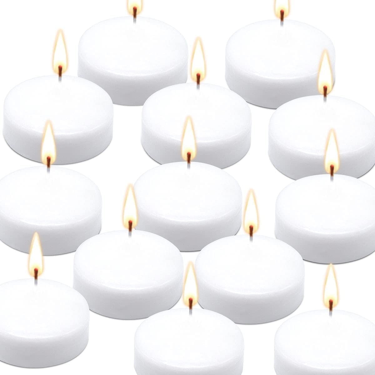3 Inch Red Bulk Set of 10 White Wax Floating Candles Unscented Discs for Wedding Holiday & Home Decor Pool Party