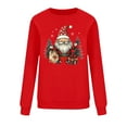 thumbnail image 4 of HOMBOM Womens Christmas Sweatshirts Red Crewneck Greflying Holiday Santa Merry Sweatshirt for Adult Fall, 4 of 6
