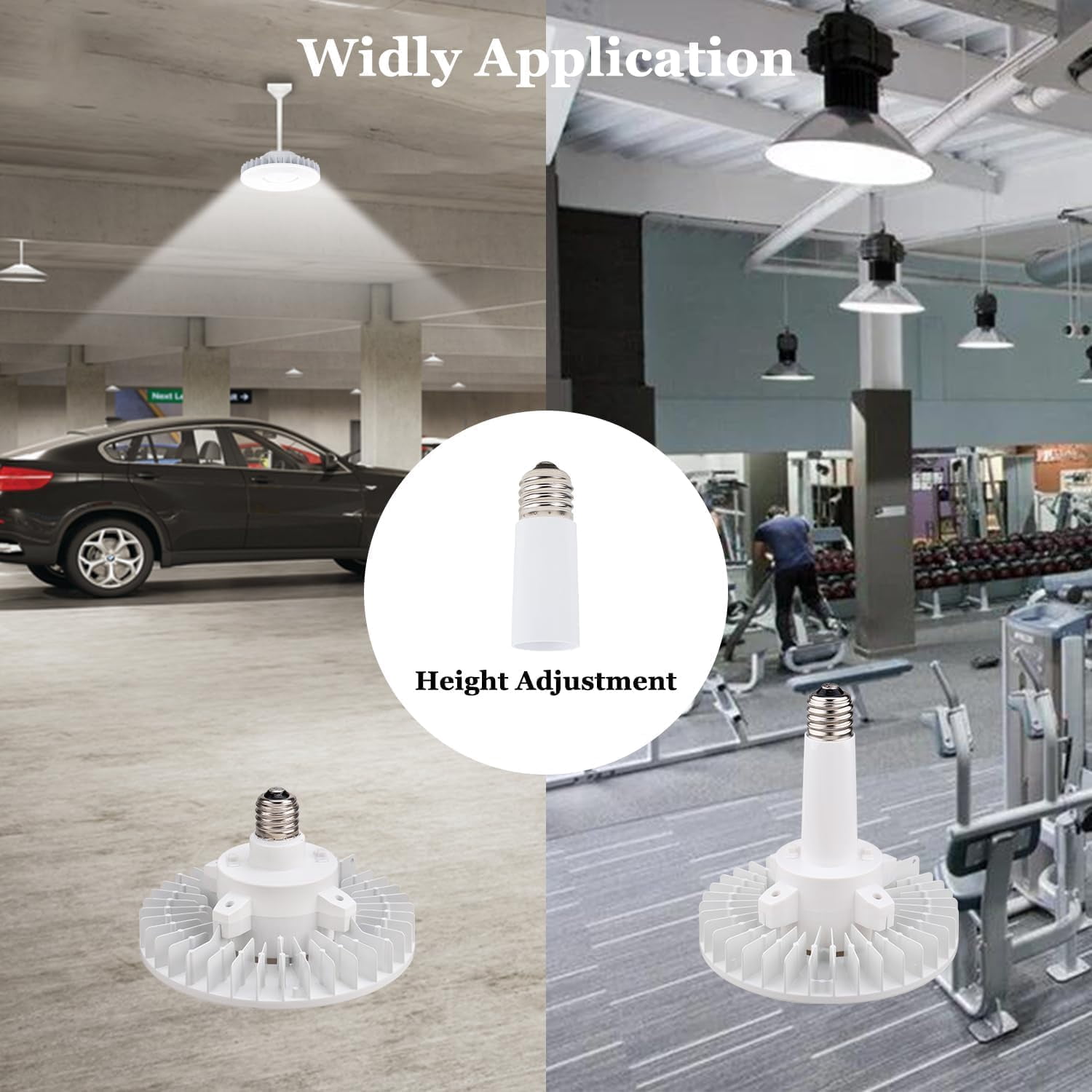 dephen 120W Motion Sensor LED Light Bulb with E39 Extender & E26 Adaptor, 18600Lm 5700K High Bay UFO Bulb, Equivalent 400W MH/HPS,Garage Ceiling Light Bulb for Wherehouse Gym Workshop,IP64,UL-Listed