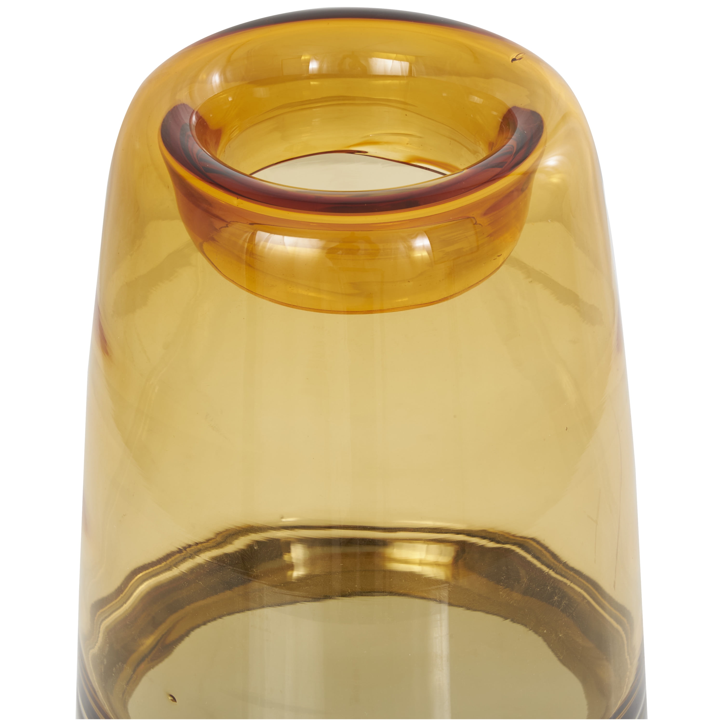 DecMode 14" Handmade Ombre Orange Glass Vase with Gray Base