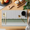 thumbnail image 2 of Dark Green Striped Placemats Set of 12, Abstract Modern Geometric Stripes Placemats for Dining Table, Place Mats for Kitchen Tabletop, Waterproof Wipeable Dining Table Mats Set, 2 of 9