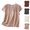 Pink, variant on Casual Linen T-Shirts For Women Solid Color Round Neck Reversible Button-Down Pleated Casual Top