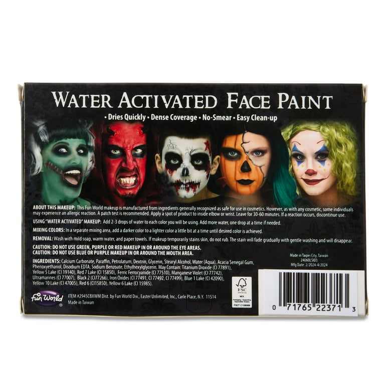 Water Activated Face Paint, Face and Body Paint, .57oz, Halloween Make-Up for Adults, by Fun World