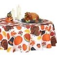 thumbnail image 2 of Fall Tablecloth Round Tablecloth Pumpkin & Turkey 60 inch - Washable Wrinkle Resistant Thanksgiving Table Cover for Harvest and Fall Dinner Parties Holiday Tablecloths 130GSM, 2 of 6