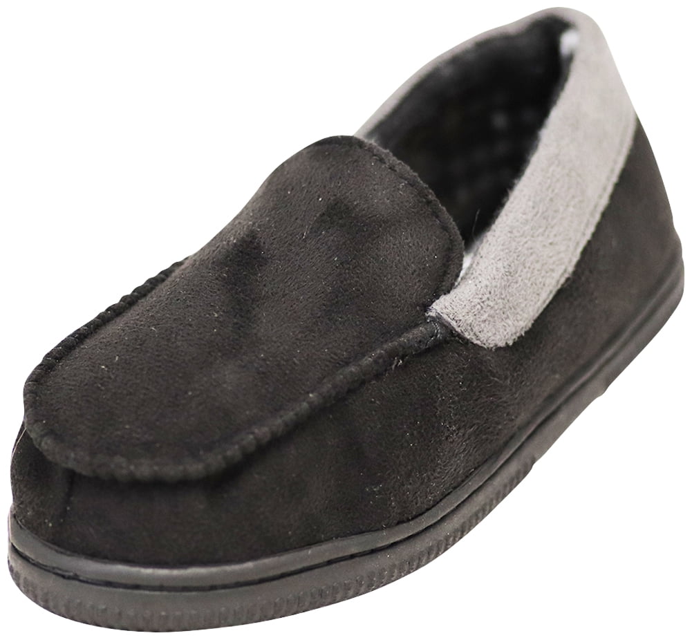 NORTY Big Boys Slippers Child Male Moccasins Black Gray Runs 1 Size