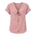 thumbnail image 6 of Lmueinov Tie Front Blouse for Women V-Neck Short Sleeve Relaxed Fit Casual Summer Shirt Soft Stretch Breathable Top, 6 of 6