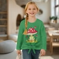thumbnail image 4 of Xixirimido Frog Mushroom Green Pattern Girls Casual T-Shirt Crew Neck Tunic Tops Long Sleeve Loose Fit Soft Blouse Tie-hem Tees for Fall Winter, Size 7-8, 4 of 7