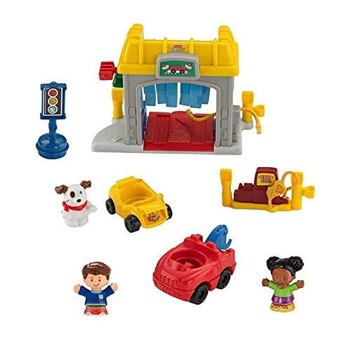 Fisher Price Little People Tow truck Garage mechanic road car vehicle red flat 1 