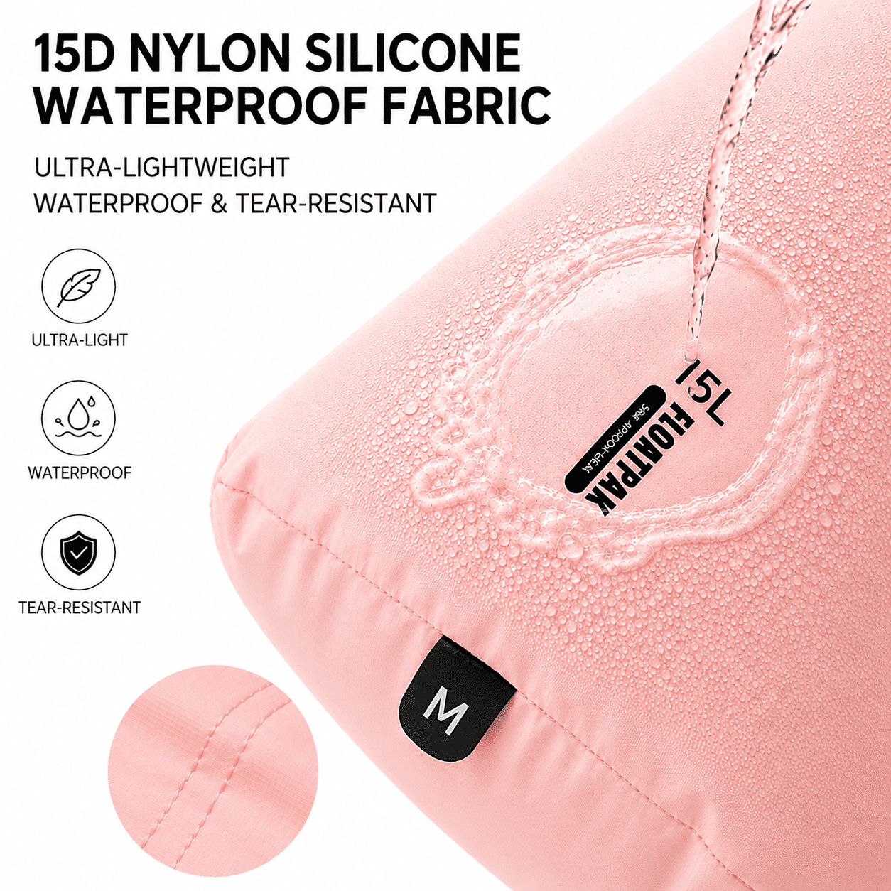 Lightweight Waterproof Dry Bag 15L, Roll Top Dry Sack with 15D Nylon Fabric for Kayaking, Hiking, Camping, Backpacking, Travel and Outdoor Storage