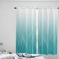 thumbnail image 4 of Teal Blue White Ombre Window Curtains 84 Inch Length, Modern Abstract Art Striped Rod Pocket Window Treatment Kitchen Drapes for Bedroom, Cafe, Living Room, 2 Panels, 52 W x 84 L, 4 of 5