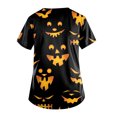 thumbnail image 3 of Moda Mujer Causal Cuello en V Blusa estampada Camiseta de manga corta Verano Halloween Bolsillos Tops Fridja  zx3888, 3 of 5