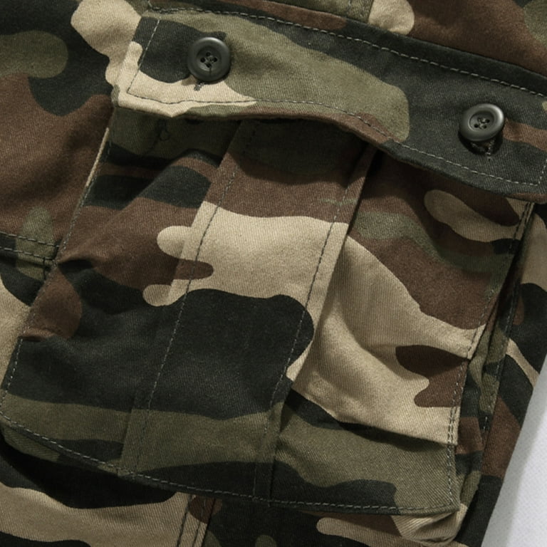 Ecqkame Men's Cotton Multi-Pockets Work Pants Zipper Botton