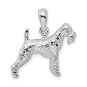 Sterling Silver Textured 3D Airedale Terrier Pendant