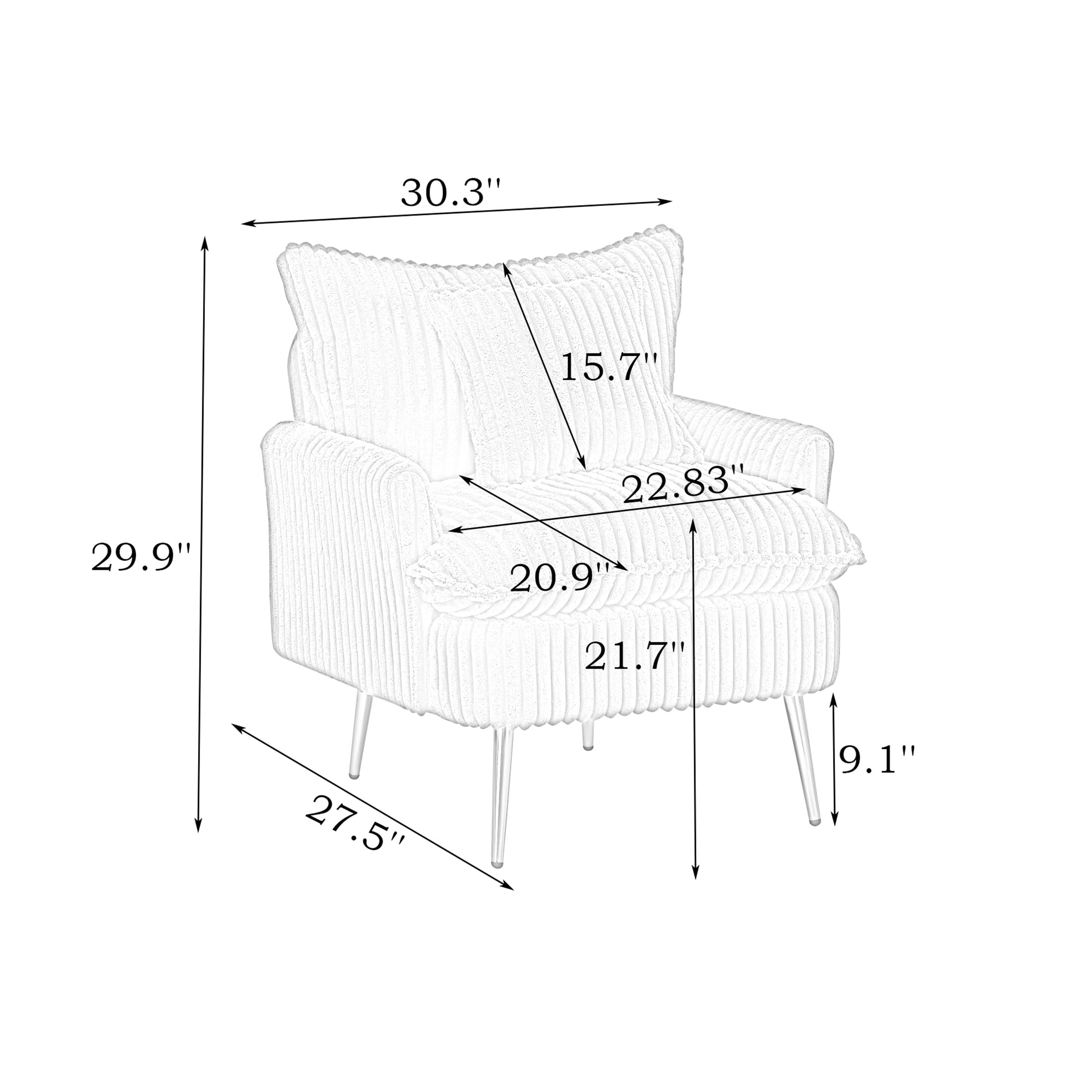 Aukfa Living Room Accent Chairs,Modern Upholstered Sofa Chair w/ Pillow for Bedroom, Green
