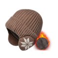 thumbnail image 1 of Women Men Hat Snowflake Print Unisex Fleece Ear Protection Thickened Cold-proof Knitted Striped Texture Lady Beanie for Students, 1 of 9