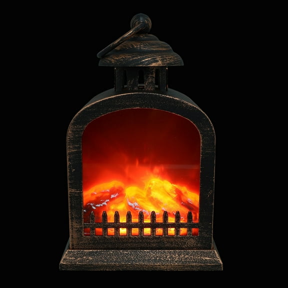 WHAMVOX Festival Fireplace Lantern Flameless Fireplace Lantern Battery Operated Hanging Lantern (No Battery)