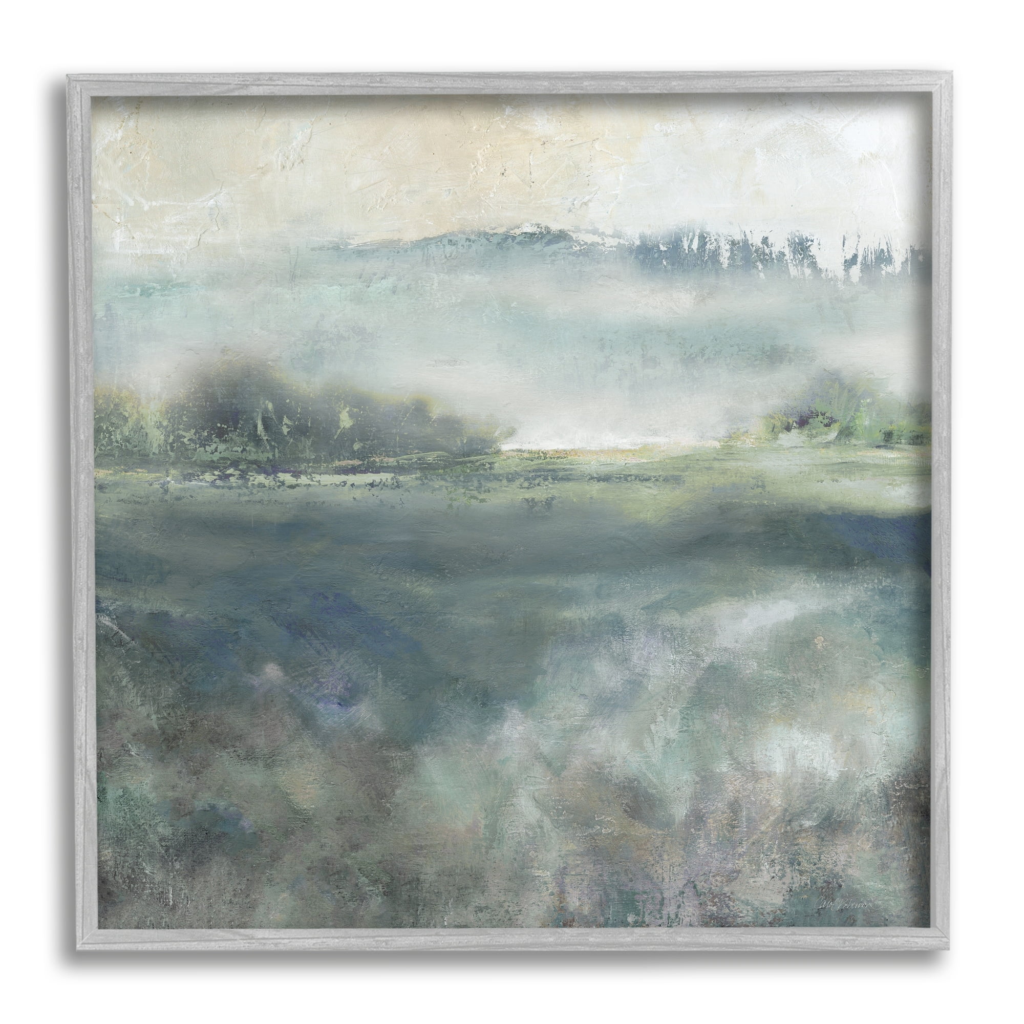 Stupell Industries Misty Landscape Painting Abstract Weather Vegetation Painting Gray Framed Art Print Wall Art, Design by Carol Robinson