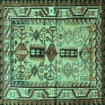 thumbnail image 1 of Ahgly Company Machine Washable Indoor Square Persian Turquoise Blue Traditional Area Rugs, 6' Square, 1 of 4