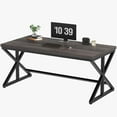 thumbnail image 6 of IBF 60 Inch Long Office Desk, Modern Metal Wooden Grey Writing Study Computer Desk for Bedroom, Farmhouse Big Simple Home Office Desks Executive Work Pc Table for Student, Dark Gray Oak, 6 of 9
