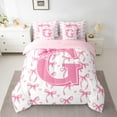 thumbnail image 2 of Castle Fairy Monogrammed Letter 7 Pieces Bedding Comforter Set for Teens,Kawaii Bow Full Bedding Set Lightweight,Dreamy Princess Fitted Sheet Flat Sheet,Lightweight Room Decor, 2 of 8