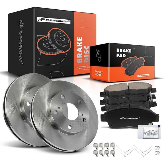 A-Premium 10 inch (254mm) Front Vented Disc Brake Rotors   Ceramic Pads Kit Compatible with Select Toyota Model - Camry 1992-2001 2.2L, 6-PC Set