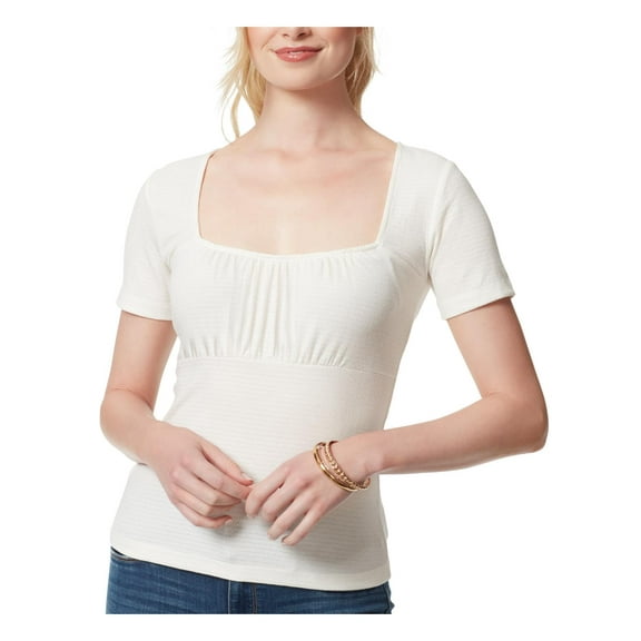 Jessica Simpson Womens Ruched Square-Neck Pullover Top