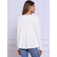 thumbnail image 3 of DARING DIVA Women's Waffle Knit Top Long Sleeve Babydoll Peplum Blouses XL White, 3 of 6