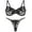 Black, variant on Womens Matching Underwear and Bra Lace Mesh Bralettes Set Breathable V Neck Push Up Strappy Floral Embroidered Underwear 2 Piece White L