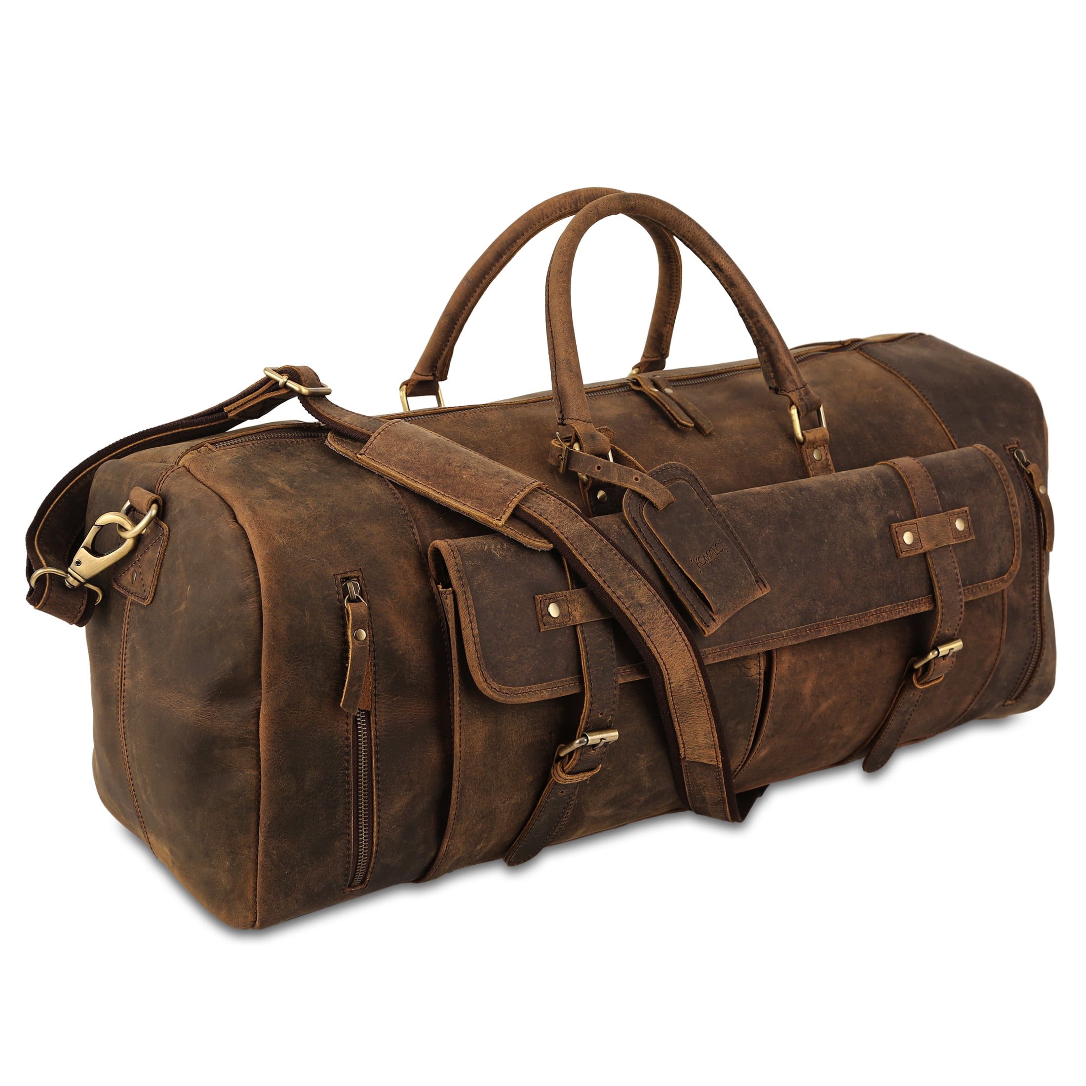 Full-Grain Leather Travel Duffel Bag for Men & Women – Overnight, Weekend, Sports & Gym Duffle Bag