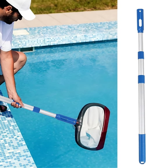 HIBIBUD Aluminum Telescopic Pool Cleaning Pole - Adjustable 17" to 35" Extension Rod for Nets,Brushes & Vacuums