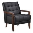 thumbnail image 1 of Pemberly Row Fauteuil d'Appoint en Cuir de Style Mi-Siècle, Fini Noir, 1 of 10