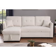 Reversible Sleeper Sectional Sofa with Storage Chaise and Pull Out Sleeper Bed