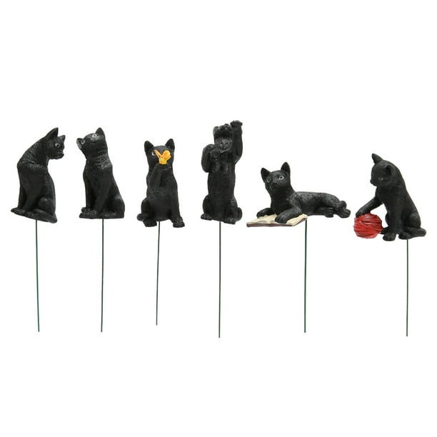 Statuette De Chat Noir, Yeux Fluorescents 6 Pièces Décor De Chat Noir En  Résine Durable Pour Cour 