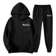 thumbnail image 4 of PMVFHDE Hoodies for Men Set Solid Color Hooded Sweatshirt and Pants Casual Sports Print Loose Two Piece Black,XXL, 4 of 4