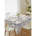 thumbnail image 2 of Navy Blue Leaves Rectangle Tablecloth, Vintage Summer Botanical Farmhouse Rustic Waterproof & StainResistant Tablecloth, Washable Oil-proof Table Cover for Dining/Party/Wedding/Buffet 52x70 In, 2 of 9