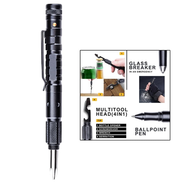 Pen Punta autodefensiva, Mini linterna tipo bolígrafo, Bolígrafo, Antorcha bolígrafo, Abrebotellas, Destornillador, Llave hexagonal y pilas, Ca Cola Linterna Linterna