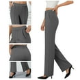 thumbnail image 4 of Women's Work Dress Pants Wide Leg Business Casual Slacks Stretchy Pull on High Waisted Office Trousers with Pockets, 4 of 9