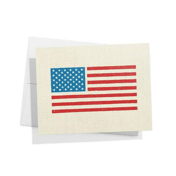 Twigs Paper American Flag Note Cards 12 Pack, Blank A2 with Envelopes, USA Made
