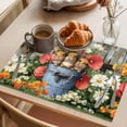thumbnail image 3 of Easter Placemats Set of 4 Retro Spring Rabbit Flowers Plants Wooden Plank Place Mats Indoor Wipeable Table Mats Washable Cloth Dining Table Placemats for Kitchen Holiday Party Home Decor 13x19 Inch, 3 of 9