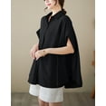 thumbnail image 2 of Women's Short Sleeve Polo Collar Solid Color Button Down T-Shirts Blouse GA2651 Black, 2 of 2