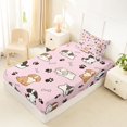 thumbnail image 5 of Manfei Kawaii Dog Twin Sheets, Puppy Paw Print Bedding, Pink, 3pcs, 1 Flat Sheet, 1 Fitted Sheet and 1 Pillowcase, 5 of 6