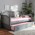 thumbnail image 6 of Bowery Hill Traditional Wood Upholstered Twin Daybed with Trundle in Gray, 6 of 10