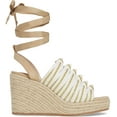 thumbnail image 3 of Cecelia New York Serena Espadrille Wedge WHITE GOLD TAN Platform Tie Up Sandals (WHITE GOLD TAN, 6), 3 of 6