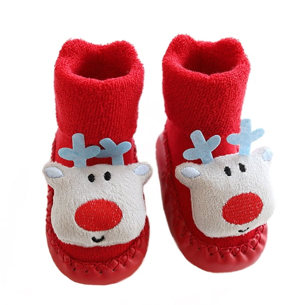 1 par de calcetines navideños para niños Calzado cálido Calcetines antideslizantes para niños