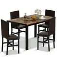 thumbnail image 1 of Stmoze 5 Pieces Dining Room Table Set, Modern Dining Table Sets with 4 Leather Upholstered Chairs, Faux Marble Rectangle Kitchen Table Set for Bar Living Room Breakfast Nook Small Space, Brown, 1 of 8