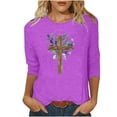 thumbnail image 1 of Chemisier pour Femmes T-shirt Imprimé pour Femmes Blouse à Manches 3/4 Col Rond Hauts Décontractés, 1 of 1